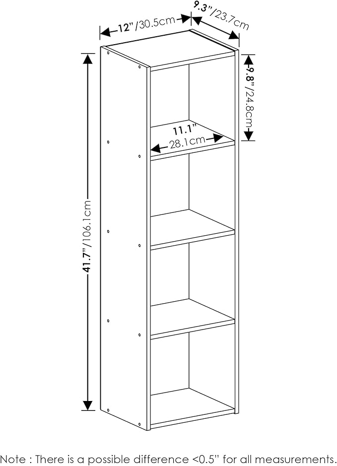 Furinno Luder Bookcase / Book / Storage, 4-Tier Cube,White
