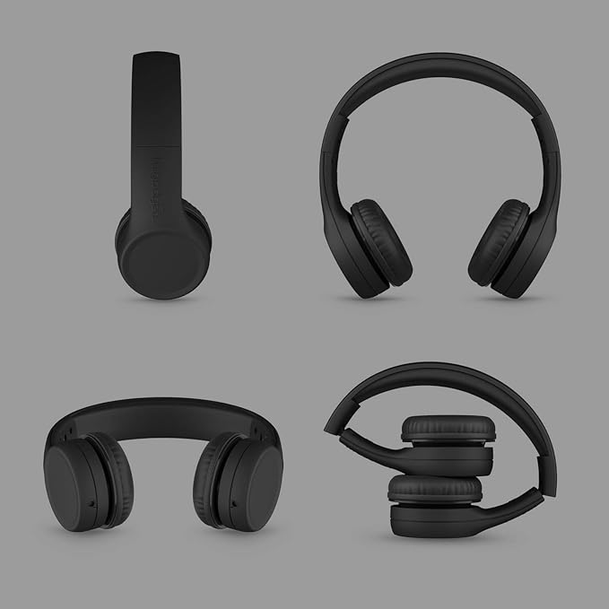 LilGadgets Connect+ Wired Kids Headphones for School with Mic, Volume Limited & Noise Reduction, On-Ear Headset with Cord, SharePort Technology for Multiple Kids & SoftTouch Padding, Black