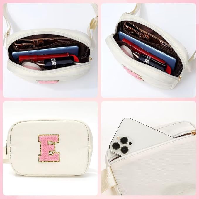 YOOLIFE Best Friends Gifts for Women - Friendship Gifts for Women, Gifts for Friends Women, Gifts for Friends, White Initial Crossbody Bag Belt Bag for Women F, Beige