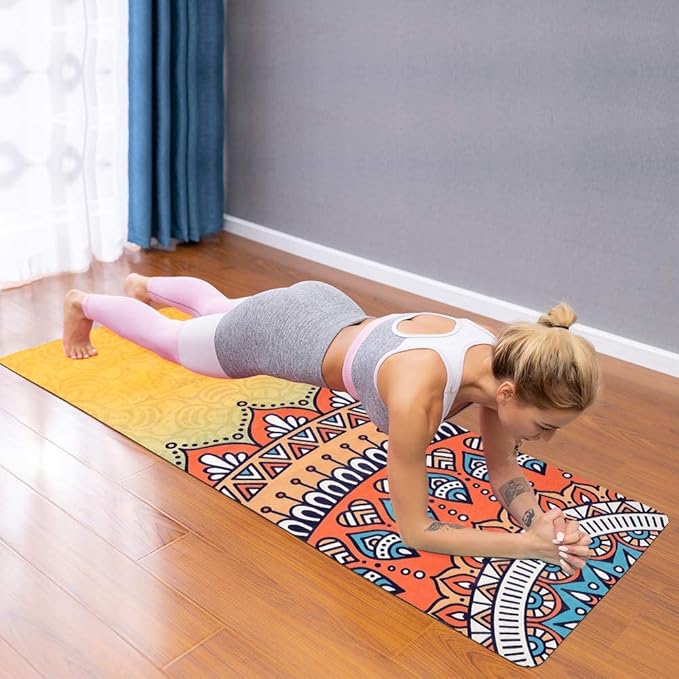 Travel Yoga Mat, Non Slip Exercise Suede Mat with Carry Bag, All-Purpose Fitness Mat with High Density Anti-Tear Surface for Women, Ideal for Pilates Workout (72'' x 24'' x 1.5mm Thick)