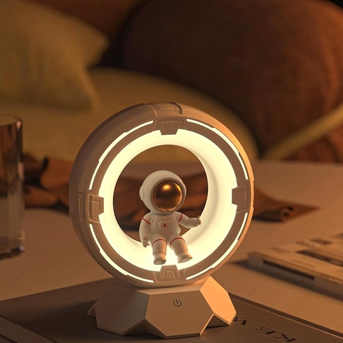 Night Light Kids, Astronaut Space Night Light Lamp with 9-Level Cold Warm Light Rechargeable Dimmable Tap Touch Nightlight for Kids Children Toddler Bedroom Bedside Livingroom Desktop