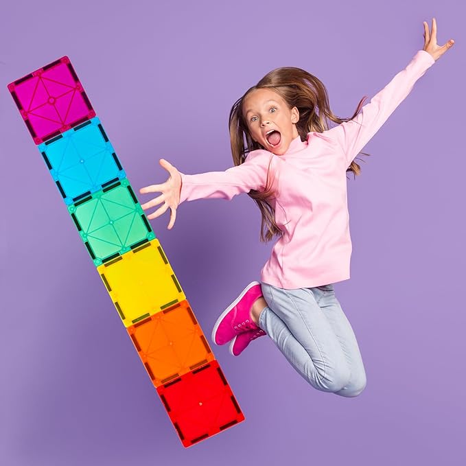 Gemmicc Magnetic Tiles, Deluxe 136 PCS Building Blocks Magnet Toys for Kids,3D Magnet Puzzles Stacking Blocks for Boys Girls,Huge Set with 2 Cars