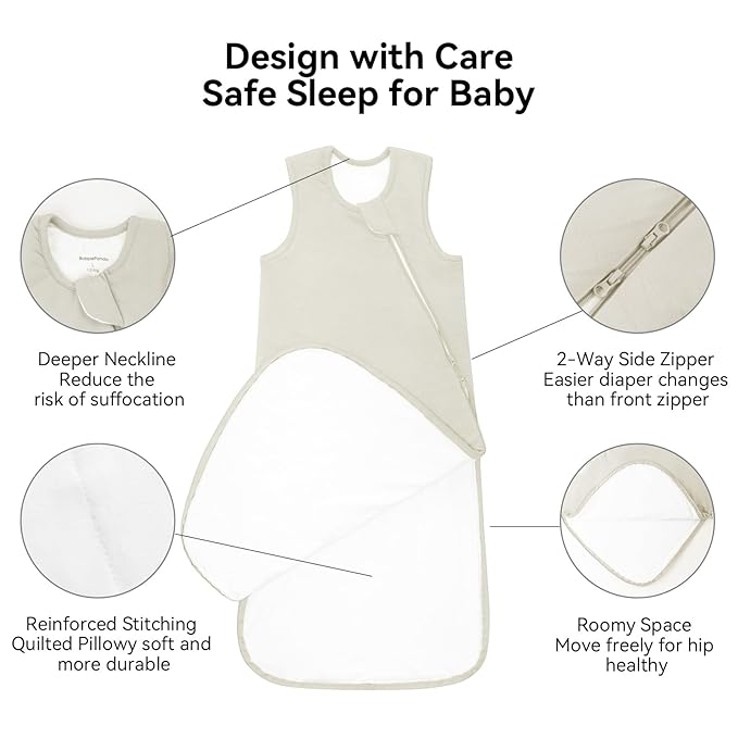 Rayon Made from Bamboo Sleep Sack 0-36 Months 1.0 Tog Ultra Soft Baby Wearable Blanket Toddler Sleeping Sack for Babies (Oat, L(12-18M))