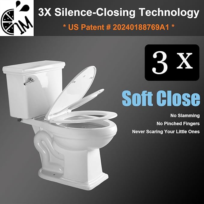 Elongated Toilet Seat with Toddler Seat Built In, Slow Close for Both Child & Adult Seats, Potty Training, No Wiggle and Easy to Install, Detachable Toddler Seat, White (2Pcs Pack)