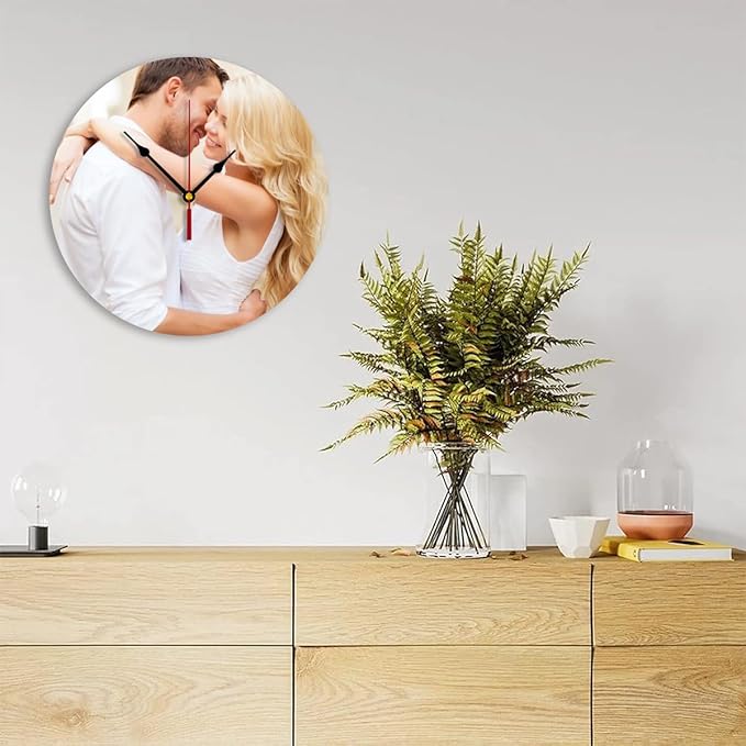 Generic Custom Clocks for Walls Personalized Picture Hanging Time Clocks Customized Round Clock for Birthday Wedding Present Wedding Friend Family Lover, 10inch-25cm