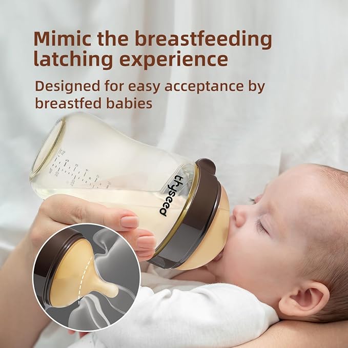PPSU Natural Breast-Like Bottle with Nipple(0-3 Months),10oz，2pack