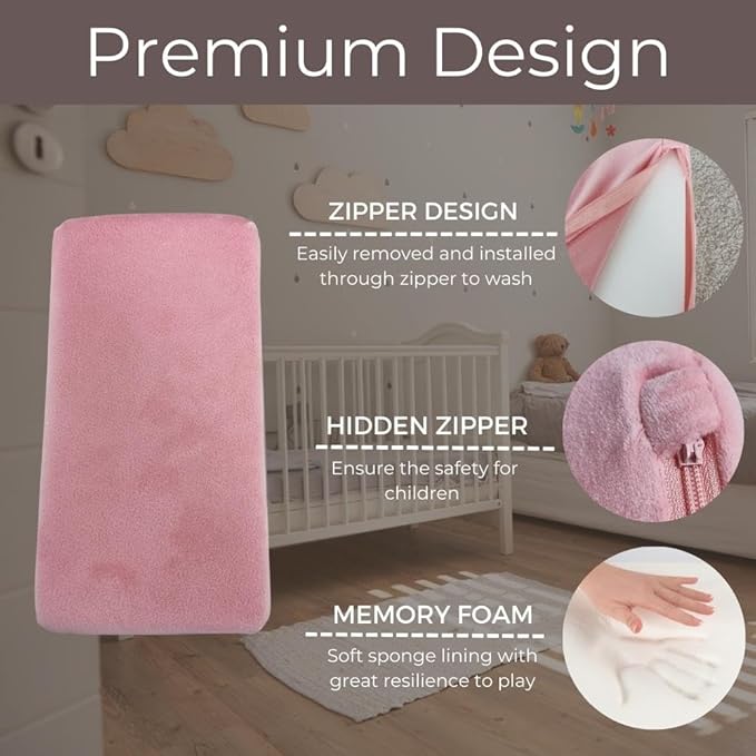 Wonder Space Plush Foam Blocks - Nursery Building & Stacking Toys for Toddlers Boys & Girls, Soft Smooth Velvet Cover, Early Education Gross Motor Skills & Brain Development (24 Bricks, Soft Blush)