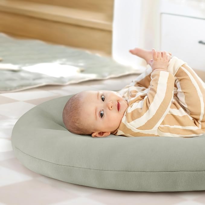 Baby Lounger for Newborn: Portable & Lightweight Pillow for Tummy Time Playtime & Diaper Changes - Skin-Friendly & Breathable for 0-12 Month Supervised Use