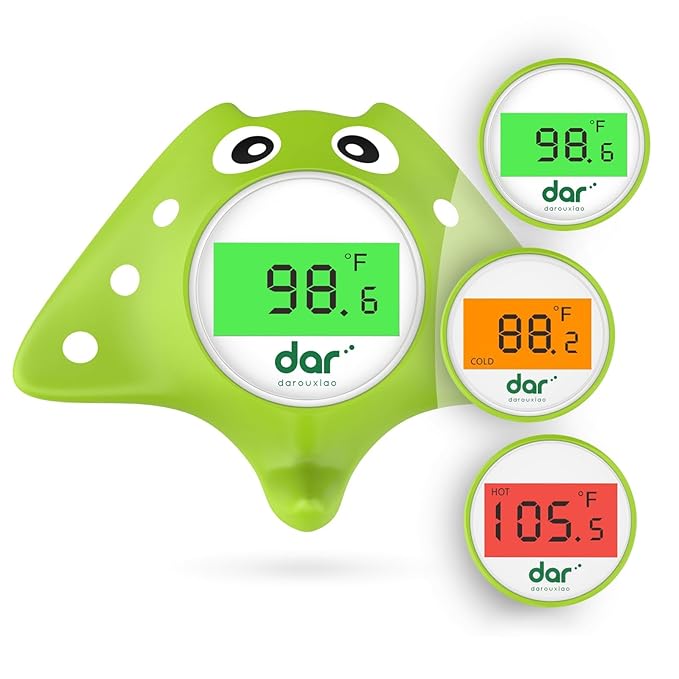 Baby Bath Thermometer, Digital Water Temperature Thermometer with 3 Color Backlit and Temperature Warning, Safety Bath Tube Thermometers Floating Toy for Infant, Toddler