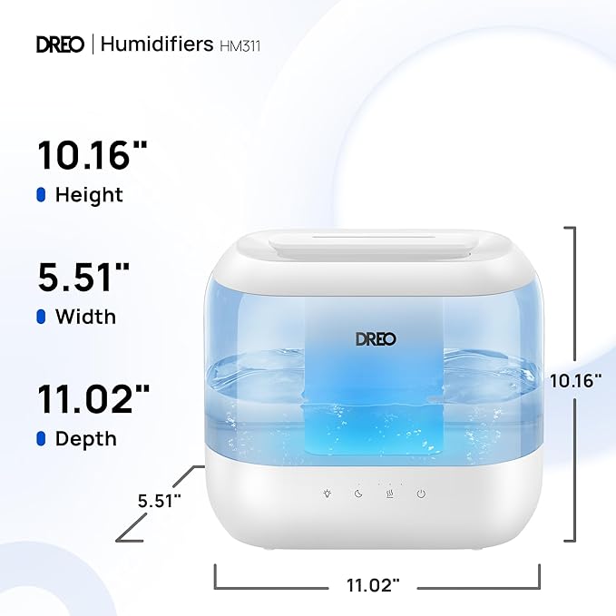 Dreo Humidifiers for Bedroom, Top Fill 4L Supersized Cool Mist Humidifier with Oil Diffuser and Nightlight, 36H Runtime, Quiet Ultrasonic Humidifiers for Home, Large Room, Baby Nursery and Plants
