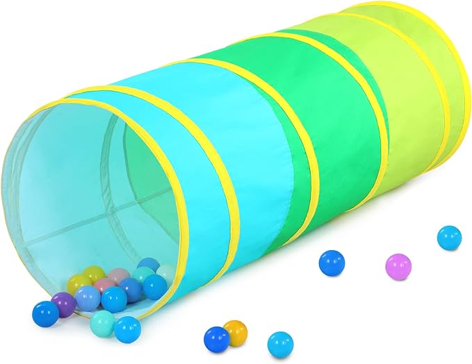 Moncoland Kids Play Tunnel Tent for Toddlers, Colorful Cotton Pop Up Crawl Tunnel Toy for Baby Infant Children or Dog Cat Pet, Collapsible Gift for Boy and Girl and Game (Cotton Baby Tunnel)