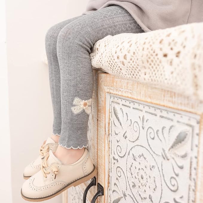 Girls Leggings for Little Girls, 2 Pack Toddler Girl Pants Leggings for Baby Tights Knitted Multi-Colors 2-9 Years