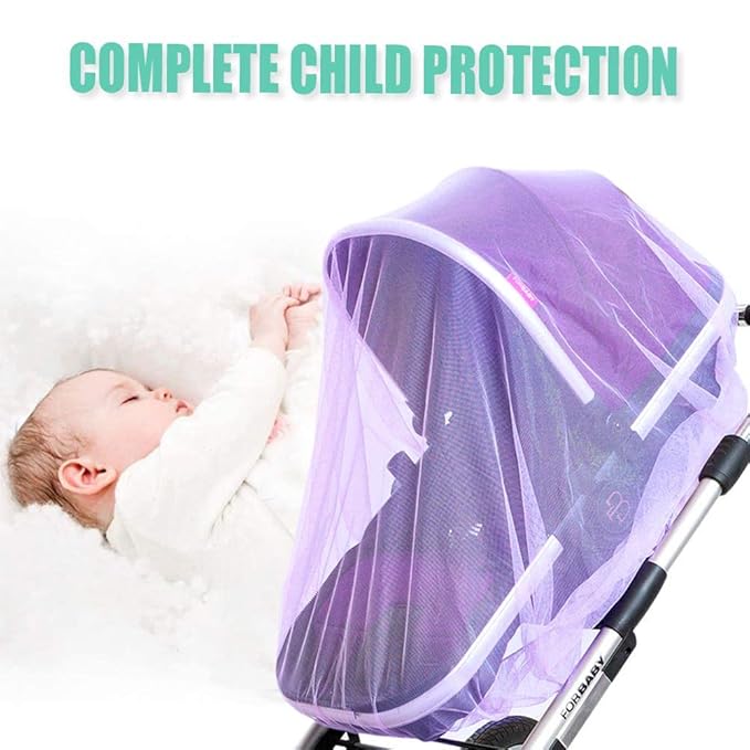 Durable Baby Mosquito Net (2 Pack) - Perfect Bug Net for Strollers, Bassinets, Cradles, Playards, Pack N Plays and Portable Mini Crib (Purple)