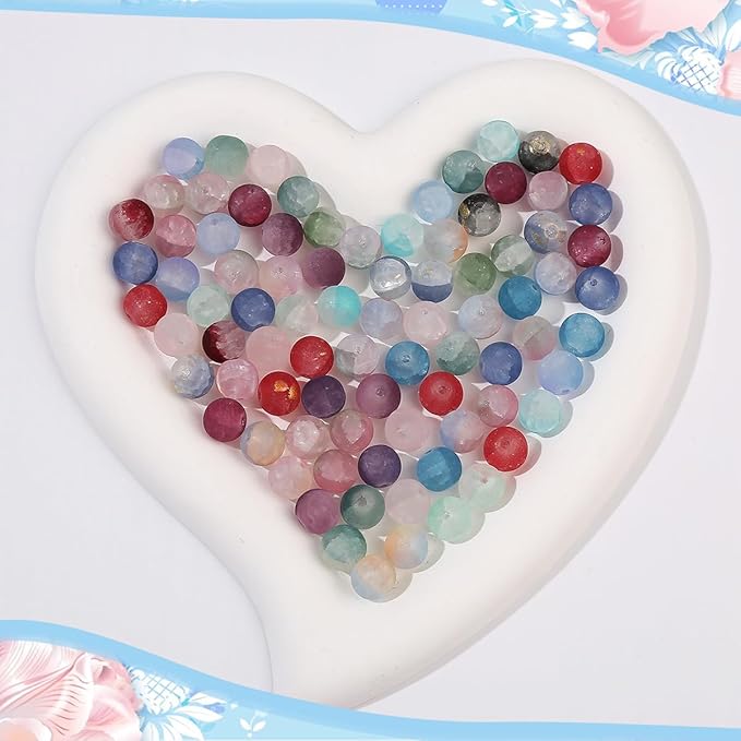 600pcs Frosted Lunar Glass Beads Kit -24 Colors10mm Glass Beads for Jewelry Making Kit Charms Coloured Glaze Beads Bracelets Necklaces Making Kit DIY Crafts, Home Companion Gifts for Beginners Women