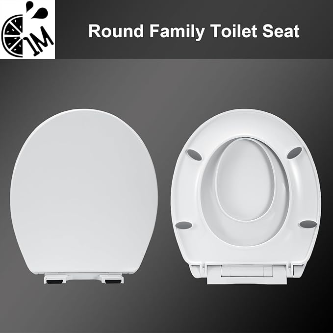 Round Toilet Seat with Toddler Seat Built In, 3X Slow Close FOR BOTH TODDLER & ADULT Seats, Potty Training Toilet Seat, No Wiggle and Easy to Install, Detachable Toddler Seat for Longterm Usage, White