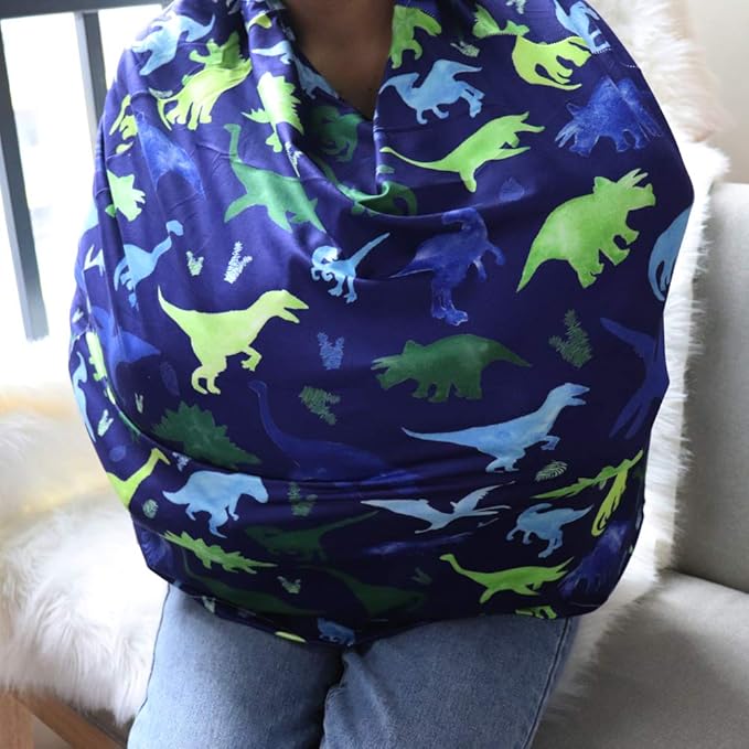Baby Car Seat Cover, Multi- use Nursing Cover for Breastfeeding, Carseat Cover Boys, Dinosaur Baby Shower Stuff for Newborn, Soft Breathable