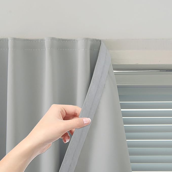self Adhesive Curtains Portable Blackout Curtain Simple and Easy to Install Bedroom Window Thermal Lnsulated Kitchen Room Darkening Black Small Drapes, 35" W X 71" L, White, 1 Panel