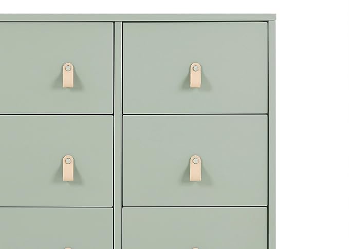 Delta Children babyGap Legacy 6 Drawer Dresser with Leather Pulls and Interlocking Drawers Greenguard Gold Certified, Sage Green w/Natural