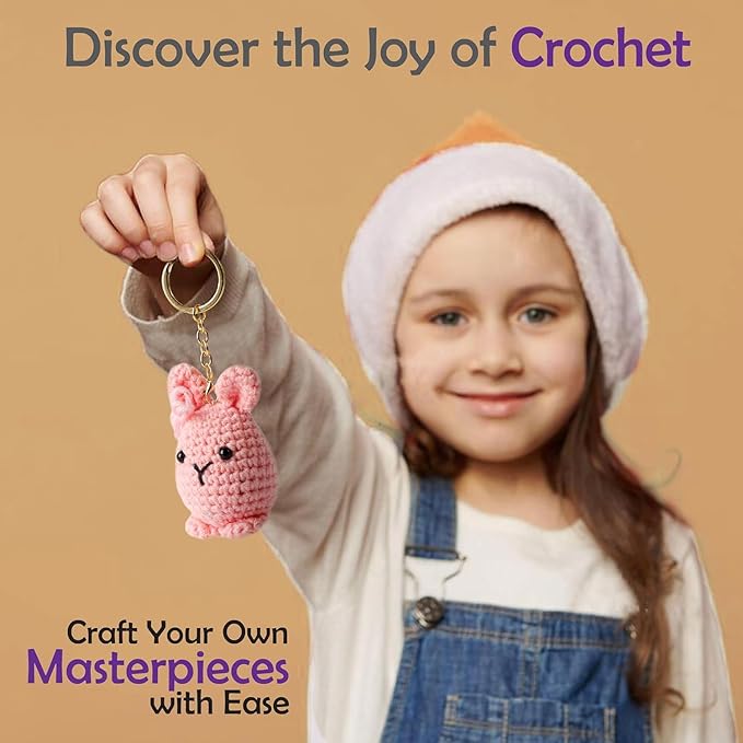 A-URA Learn to Crochet Kit for Beginners Kids and Adults, Premium 4 Animal Pattern Beginner Crochet Kits with Easy Tube Yarn & Step-by-Step Video Tutorials (Forest Friends–Standard Size)