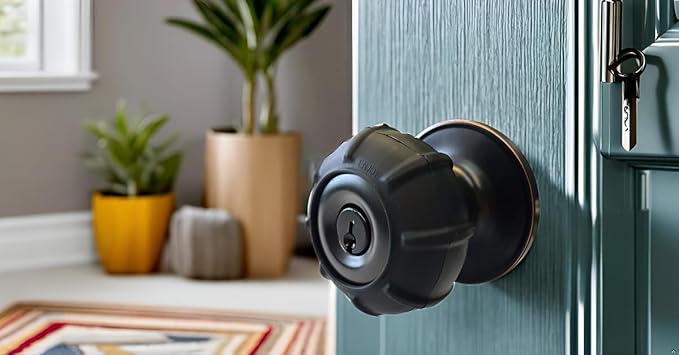 Enjoy Cover - 2 Pack Silicone Door knob Grips Maximum Grip Nonslip Arthritis & Senior Living Aids Grippy Easy Open Fits All Door Knob Universal Size Decorative (Black)