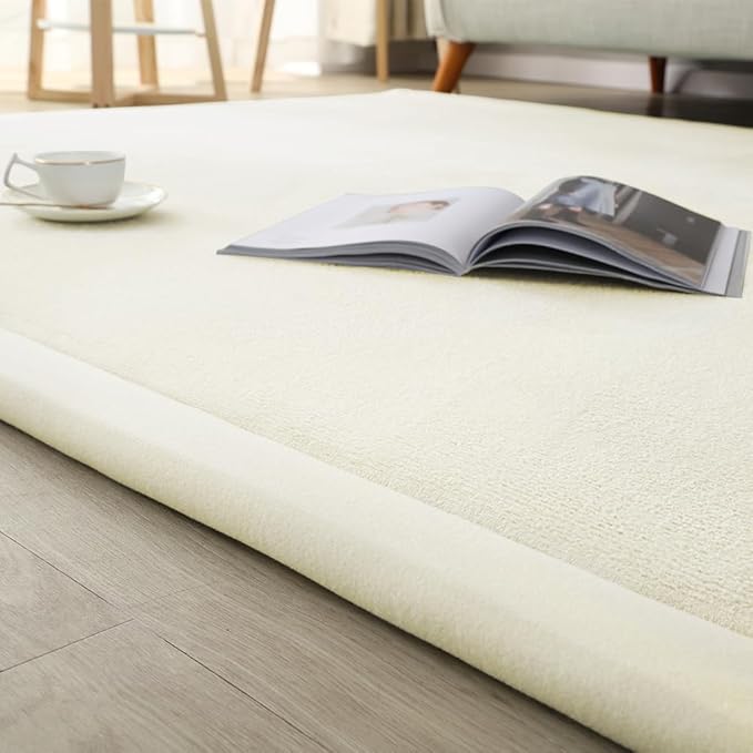 Loartee Nursery Rug Coral Velvet Crawling Rugs Mat Area Rugs Play Crawling Mat(6'7"x9'2", Beige) for Toddler Children Play Mat Yoga Mat Exercise Pads Carpet