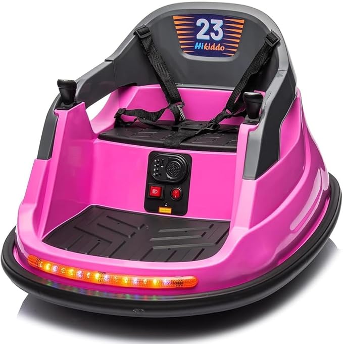 Baby Bumper Car, 6V Electric Kids Bumper Car for Toddlers with Remote Control, Bluetooth - Hot Pink