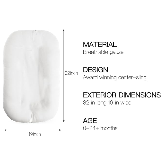 Baby Lounger - Snuggle Cozy Me Infant Lounger for Newborns | Breathable & Soft, Portable Awake-Time Pad, Essential Baby Gift- Natural (Lounger Cover Included)