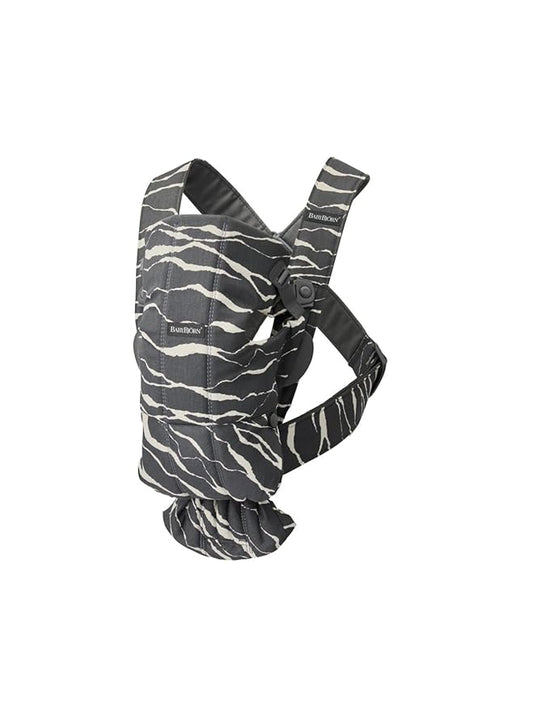 BabyBjörn Baby Carrier Mini, Anthracite/Landscape Print, Cotton | Newborn Carrier (7-25 lbs), Ergonomic, Easy-to-Use