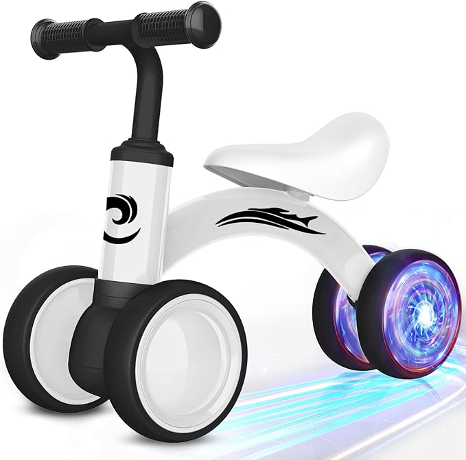Colorful Lighting Baby Balance Bike Toys for 1 Year Old Boy Girl Gifts, 10-36 Month Toddler Balance Bike, No Pedal 4 Silence Wheels & Soft Seat First Riding on Toys, 1st Birthday Gifts