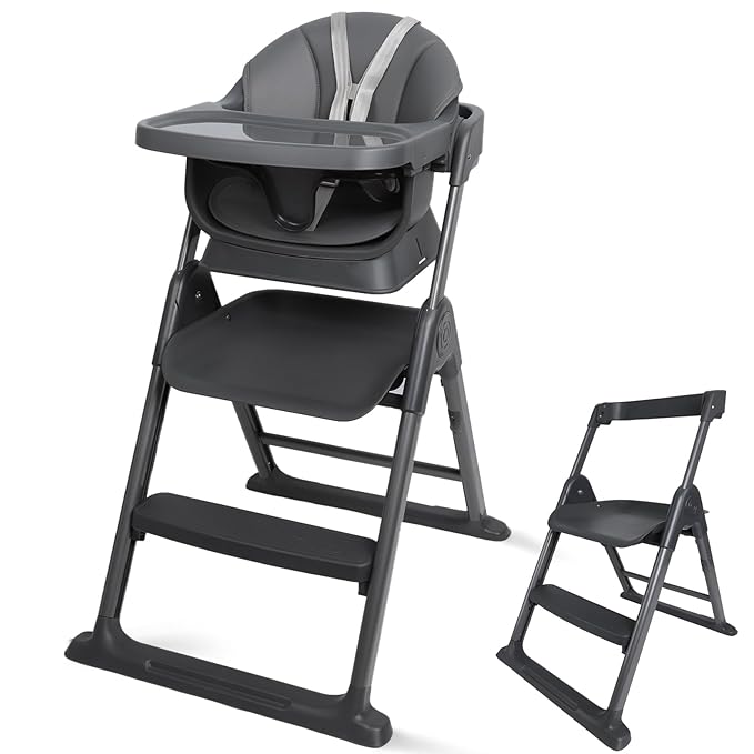 6-in-1 Baby High Chair, Convertible Highchair for Babies to Toddlers, Step Stool for Dining Time, Foldable & Easy Clean, Space-Saving Design, Adjustable, Navy Blue