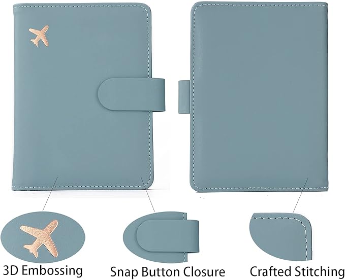 Melsbrinna Rfid Passport Holder for Travel women/Men, Cute Passport Wallet Rfid Blocking Card Slots, Rfid Passport Cover/CaseTravel Wallet, Passport Book Holder (2, Blue1Blue2)