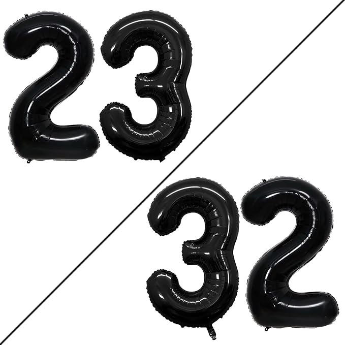 GOER Number 23 Balloons for 23rd Birthday Party Decorations,42 Inch Jumbo Foil Helium 32 Balloons for 32nd Birthday Party Decoration (Black)