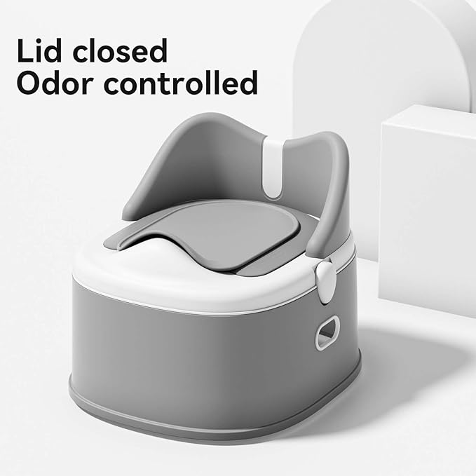 3 in 1 Toddler Potty Training Toilet Seat with Steps Ladder, Foldable Potty Train Chair Adapter for Toddlers Kids Boys Girls, Gray