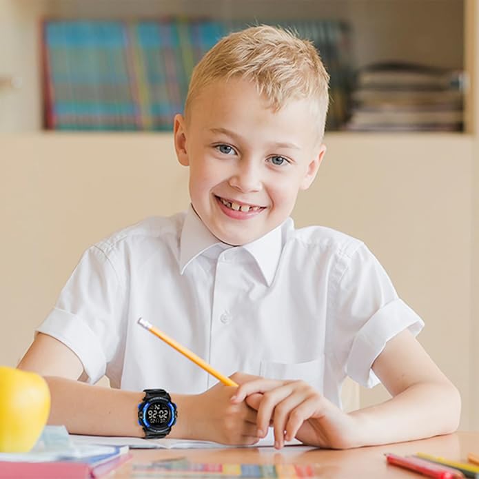 Kids Watch,Boys Watch for 3-15 Year Old Boys,Digital Sport Outdoor Multifunctional Chronograph LED 50 M Waterproof Alarm Calendar Analog Watch for Children with Silicone Band,Kids Gift