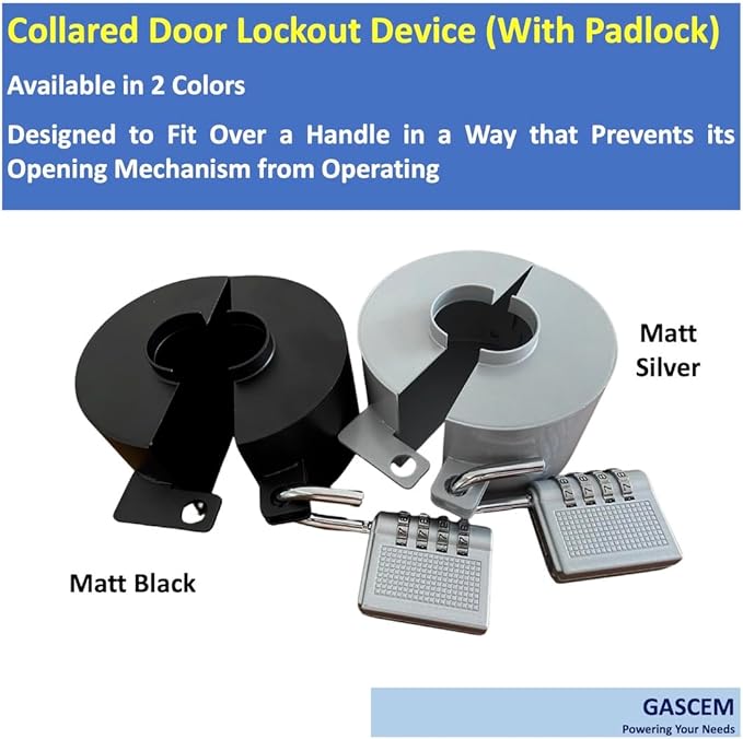 Door Knob Lockout Device. (Matt Black, 1 Padlock Included). Door Handle Lock - Prevents Doorknobs from Turning and Access to Keyhole. Childproof Door Knob Cover.