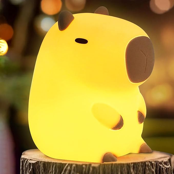 Cute Capybara Night Light, LED Squishy Novelty Animal Night Lamp,2 Levels Dimmable/Timer Nursery Nightlight for Kids, Rechargeable Touch Bedside Lamp, Bedroom/Dorm Decor, Baby Boys Girls Gifts