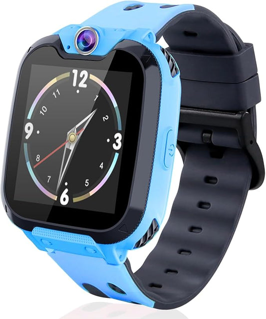 Goodatech Smart Watch for Kids Boys Girls Learning Toys with 16 Games Phone Call SOS, Camera Voice Music Player Recorder Alarm Clock,4-12 Years Birthday (Blue)