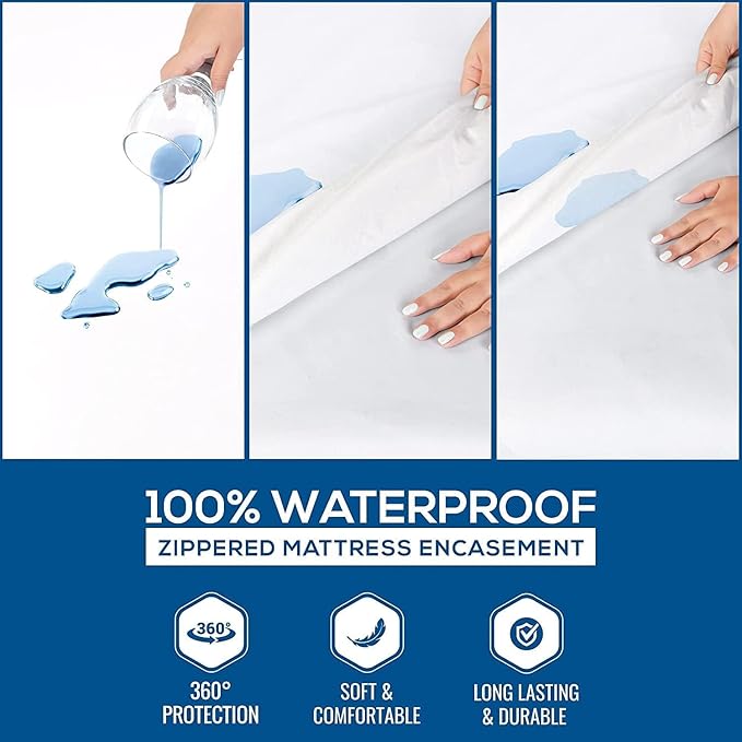 Utopia Bedding Zippered Mattress Encasement King Size (Pack of 4), 100% Waterproof, Dust Mite and Bed Bug Proof Mattress Protector, Absorbent 6-Sided Mattress Cover