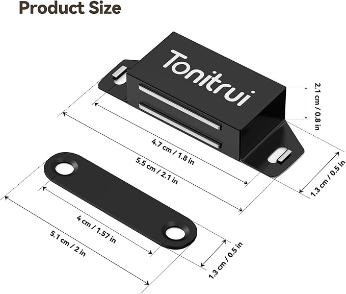 Cabinet Door Magnet, Flat Bottom Cabinet Magnetic Catch with Adhesive, Easy to Install,Only Takes 1 Minute,35lb Magnetic Cabinet Door Drawer Latch(Black, 4Pack)