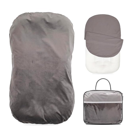 Baby Lounger - Snuggle Cozy Me Infant Lounger for Newborns | Flannel Cover, Breathable Soft, Portable Awake-Time Pad, Essential Baby Gift -Grey