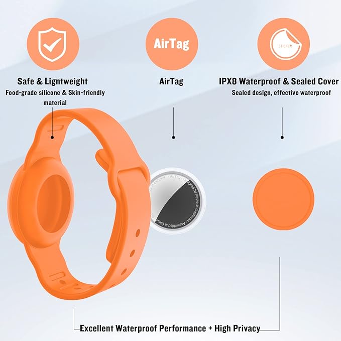4 Pack Waterproof AirTag Bracelet for Kids, Hidden Silicone Wristband for AirTag, GPS Tracker Case for Air Tag Holder Strap Band for Child Toddler, Secure Anti-Loss Protection