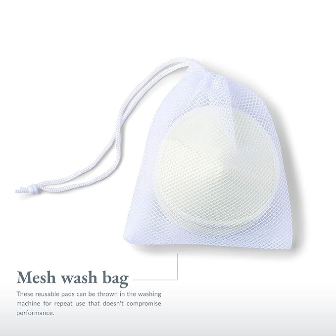 Ameda Washable Nursing Pads | 4 Pairs (8 Count) | Organic Bamboo Nursing Pads | Breastfeeding Supplies | Reusable Breast Pads for Leaking Milk | Breastfeeding Pads | Includes Mesh Laundry Bag