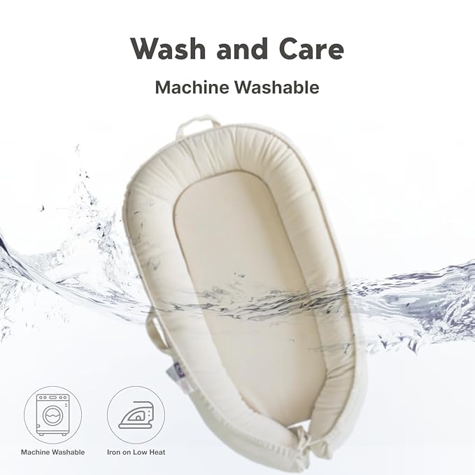 Infant Lounger, Baby Nest Cover for Baby Girls & Boys, Newborn Essentials for Baby 0-18+ Months, 100% Cotton Breathable(CreamyWhite, Corduroy)