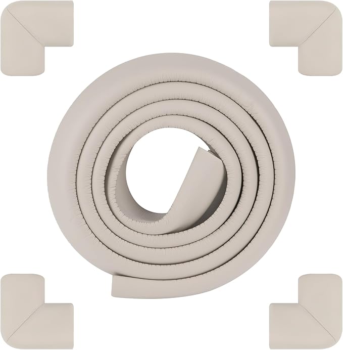 2 Pack L Shape Extra Thick Furniture Table Edge Protectors Foam Baby Safety Bumper Guard 16.4 Ft, Hearth Cushion, for Table, Fireplace, Countertop(with 8 Corners) (Gray)