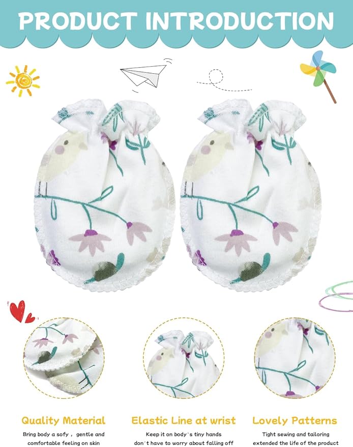 Cute Baby Mittens Newborn, No Scratch Baby Boy Mittens, Baby Girl Hat Gloves for Toddlers, Infant, Newborn