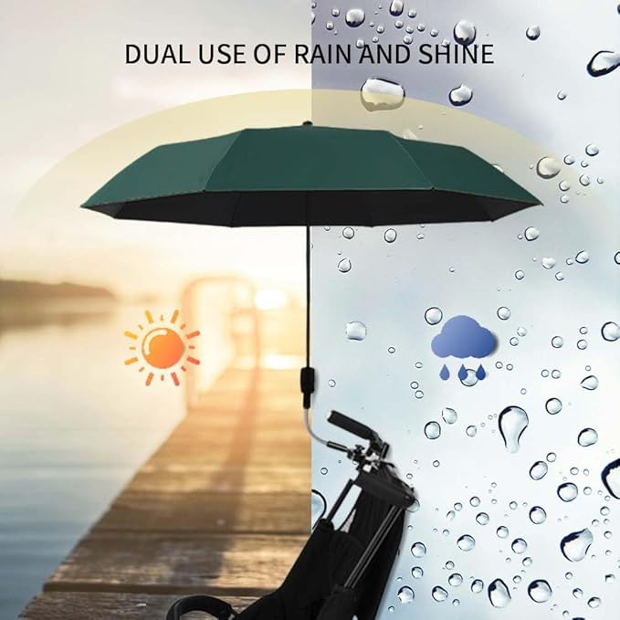 Clip-on Umbrella for Stroller Sunshade, Adjustable Steering Angle, Handle Included, Compact and Lightweight, Suitable for All Kinds of Strollers