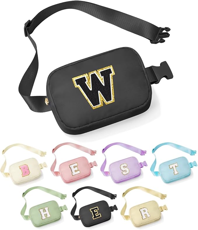 YOOLIFE Initial Sling Bag for Women - Bum Bag Chest Bag for Women Belt Bag Small Crossbody Bags Fanny Packs for Women Personalized Birthday Gifts Christmas Gifts for Women W