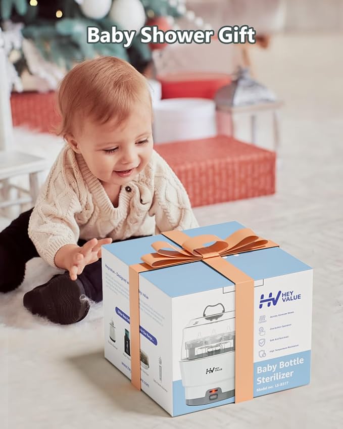 HEYVALUE Bottle Sterilizer, Baby Bottle Sterilizer, Easy One Button Control Electric Bottle Sterilizer (Esterilizador de Biberones), for Baby Bottles, Pacifiers, Breast Pump Parts, BPA-Free
