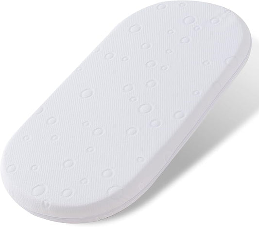 Baby Bassinet Mattress Topper, 30" x 15" x 2" Dual Sided Gel Memory Foam Mattress with Breathable Removable Soft Cover Fit for Most Moses Basket and Dream On Me Lacy Bassinet