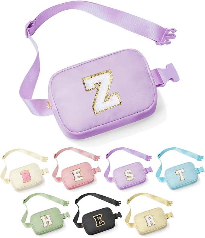 YOOLIFE Birthday Gifts for 4 5 6 7 8 9 10 11 12 13 14 Year Old Girls - Initial Fanny Pack Belt Bag Purse for Girls Teens Daughter Sister Niece, Personalized Trendy Stuff for Teen Girl Kids | Purple Z